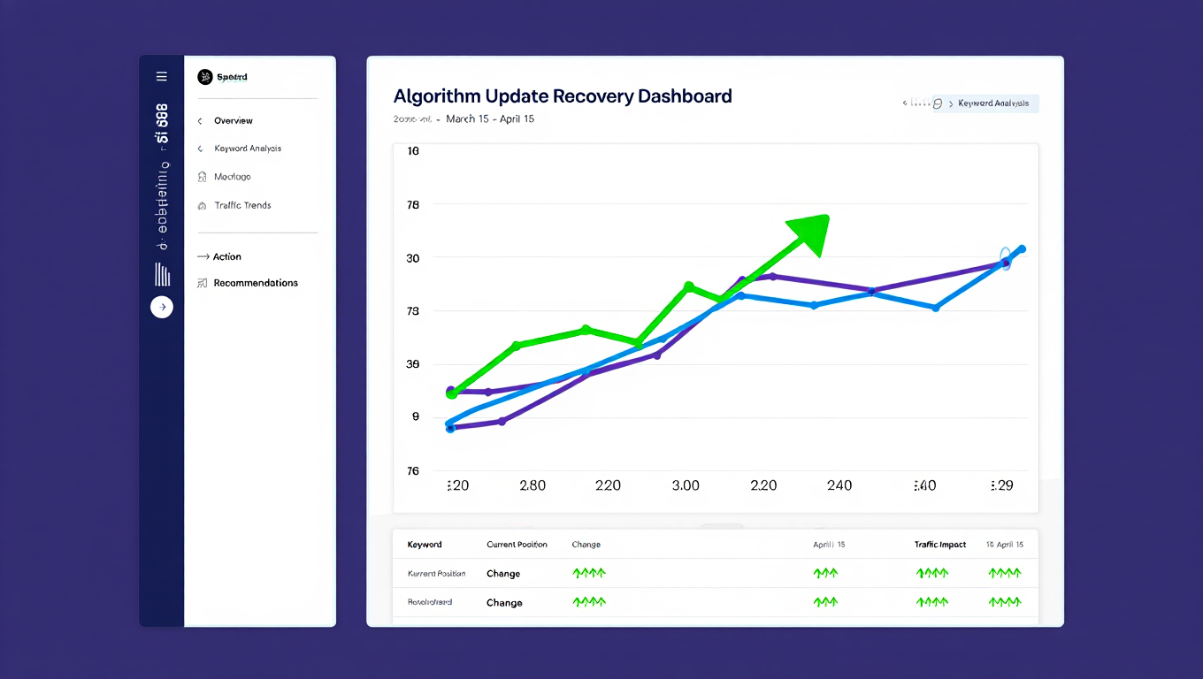 Website analytics showing ranking changes after algorithm update