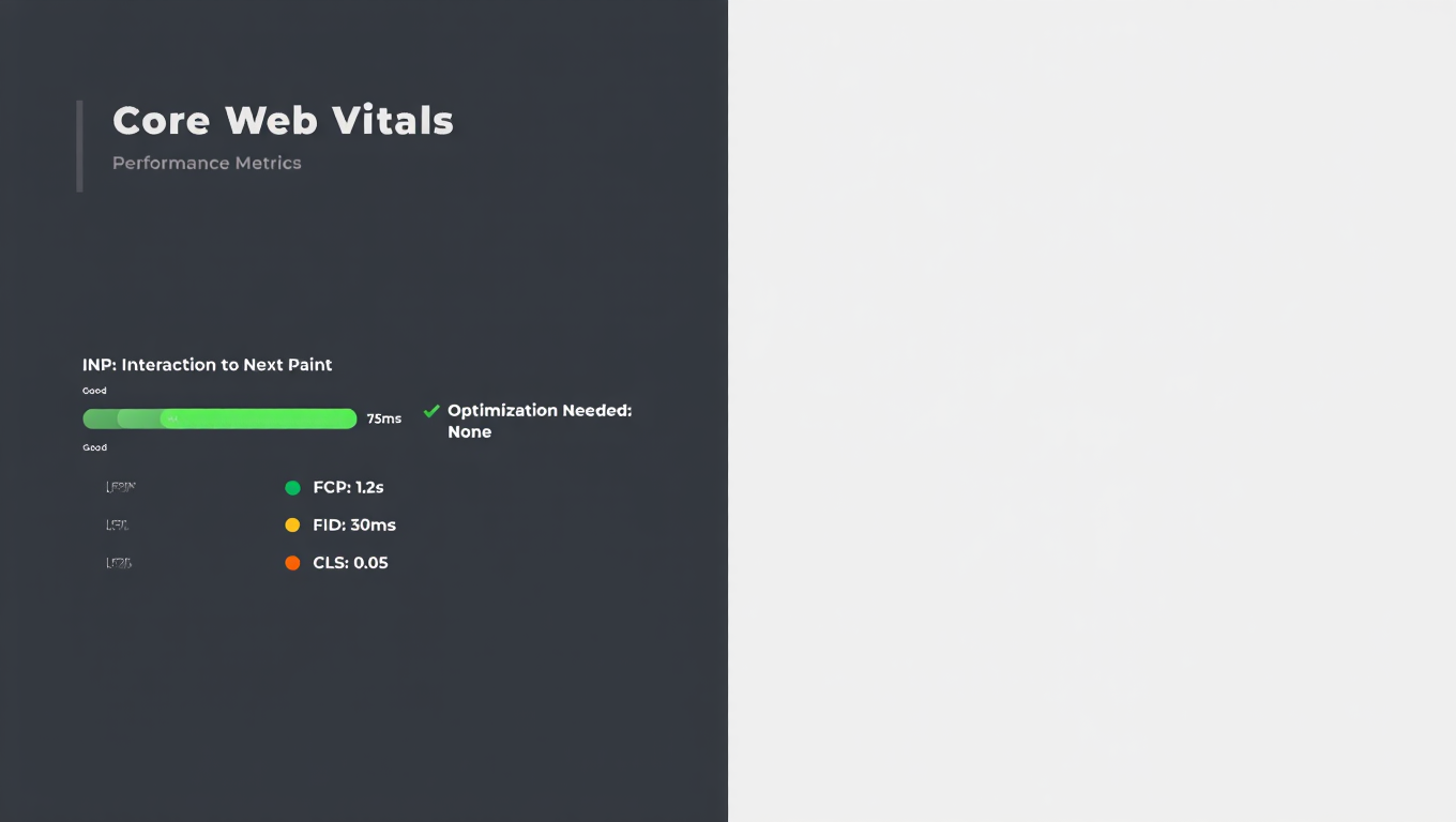 Core Web Vitals dashboard showing INP performance metrics