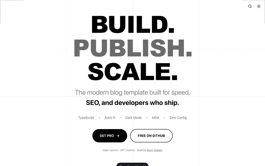 The Home page under the Stock template